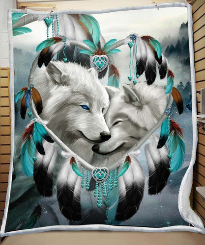 Wolf Couple2 - Unique Fleece Blanket